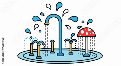 Cartoon water park with mushroom and jets