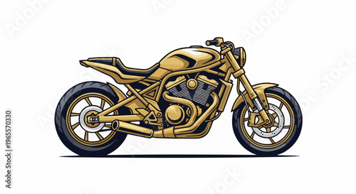 A golden motorcycle with a powerful engine and sleek design