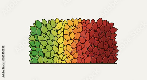 A dense wall of leaves transitions from green to yellow, orange, and red