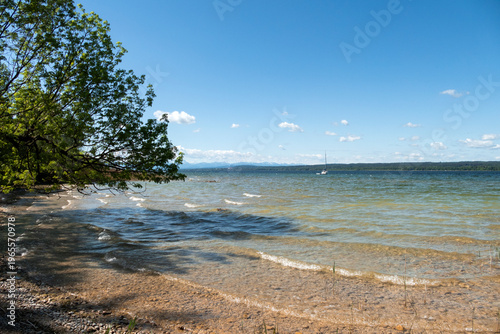 Panorama of lake Ammersee in Bavaria, Germany