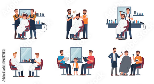 Barbershop Scene Collection: Men's Haircuts and Grooming Services