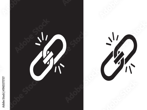 Dual representation of a link icon black on white and white on black
