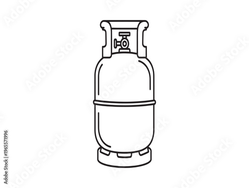 A black and white line drawing of a propane tank