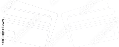 Minimalist credit card vector icon set, white outline payment cards for financial transactions, modern banking and e-commerce design elements, digital payment solutions