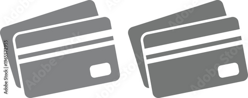 Modern credit card icon set, two gray payment cards, financial transaction symbol, secure online shopping vector graphic