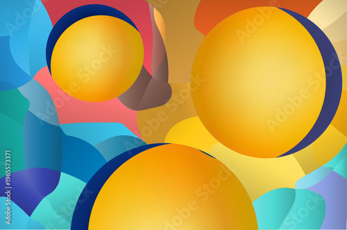 abstract digital illustration featuring vibrant, overlapping circles and shapes Background