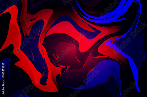 bstract digital artwork or graphic design featuring liquid or marble-like swirls in red and blue colors against a dark background