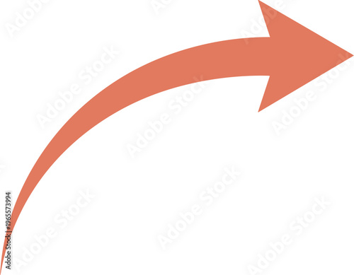 Curved orange arrow vector, dynamic directional indicator, upward pointing graphic element, modern design accent for navigation and progress