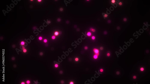 Abstract Pink Glowing Bokeh Particles Floating Against Dark Background