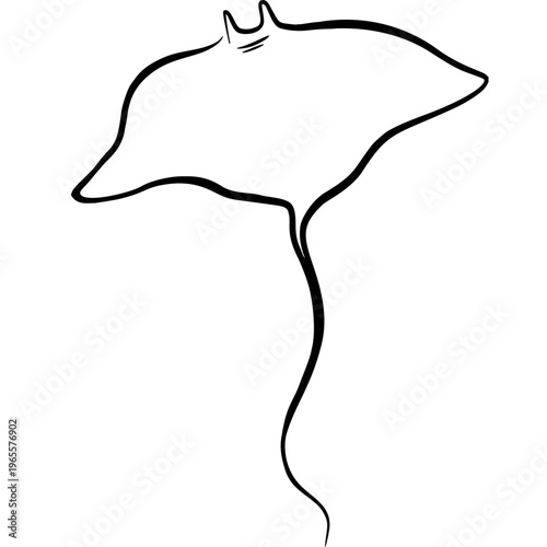 Black Stingray Silhouette Minimal Manta Ray Fish Icon Illustration