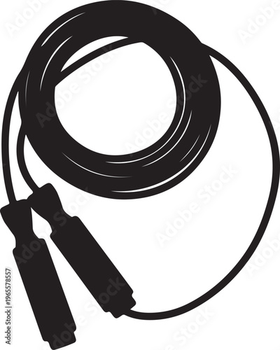 A black jump rope with handles