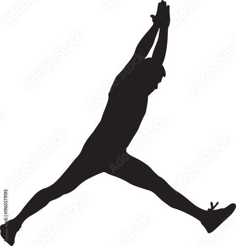 A black silhouette of a person jumping in the air
