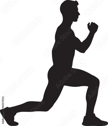 A man in a lunge position with one knee on the ground