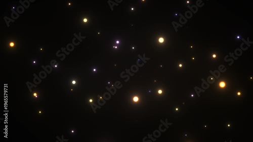 Sparkling Particles Floating in Dark Space with Soft Glow and Bokeh Effect