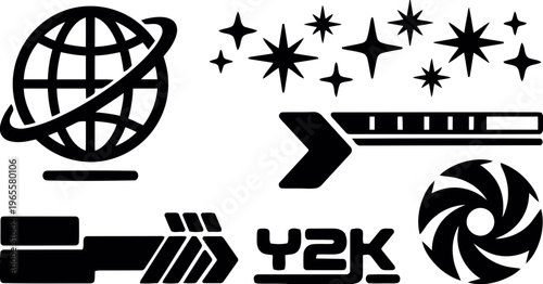 Y2K Aesthetic Vector Set with Retro Futuristic Symbols