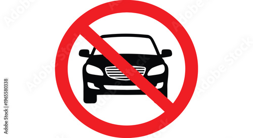 No cars allowed vector graphic illustration for traffic signs and symbols