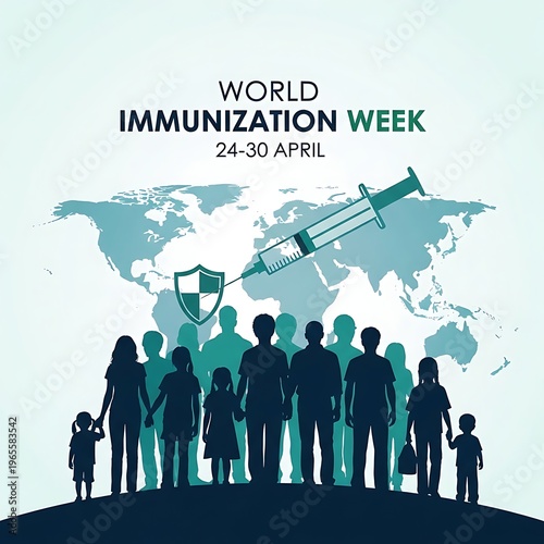 World immunization week promotes global health with silhouetted figures