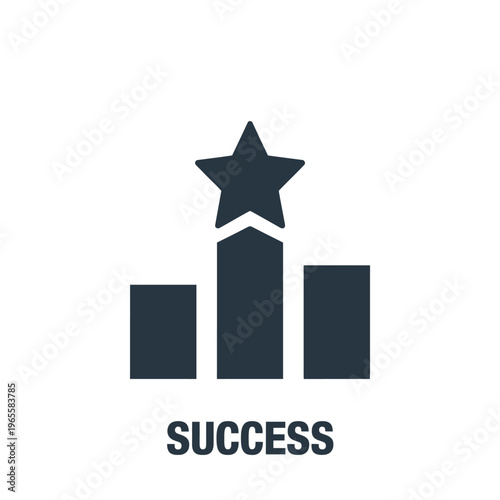 Black and white success with three bars and a star on the tallest bar