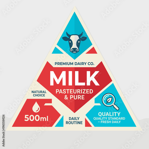 Packaging label design for premium dairy milk with details on quality and volume