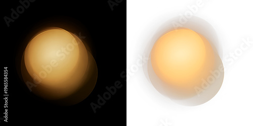 Light source with a soft glow on a transparent background during evening hours