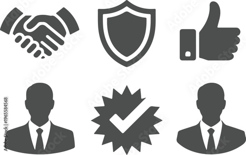 Flat style blue corporate management and analytics icon collection. Features reporting charts, office workflow, communication tools, productivity, and strategic planning elements.