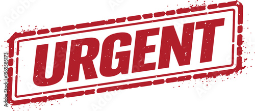 Urgent red rubber stamp vector icon, distressed grunge priority mail seal, weathered emergency message sign for business