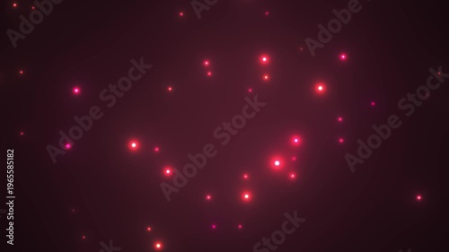 Red And Pink Glowing Particles Floating Gently On Dark Maroon Background Gentle Animation