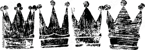 Set of grunge black crowns silhouettes vintage royal symbols and heraldry design elements