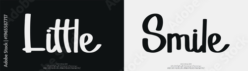 Little Smile, Script beauty luxury font alphabet logo. Typography beautiful fashion elegant classic letters serif italic fonts decorative wedding vintage blossom logos. vector illustration

