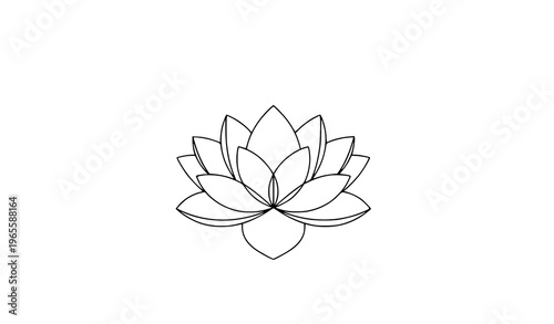 Lotus Flower Minimal Outline Vector Illustration