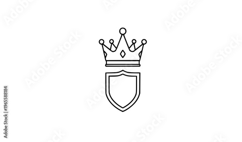 Crown Shield Badge Minimal Outline Vector Logo