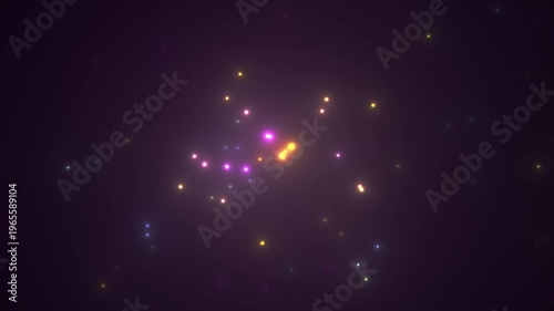 Sparkling Particles Dance on Dark Purple Background