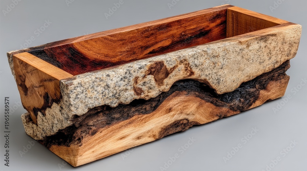 Fototapeta premium Elegant Wooden Planter Box with Unique Natural Grain Patterns