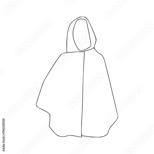 Simple outline drawing of a hooded poncho or cape isolated on a white background