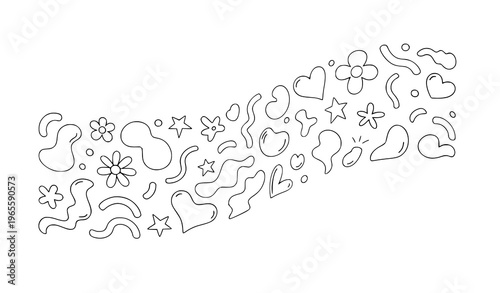 A whimsical collection of hand drawn doodles and shapes in a playful artistic arrangement on a clean white background