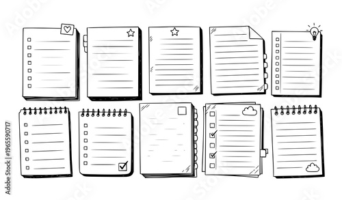 Collection of various notebooks and notepads for writing and organization