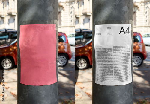Mockup Of Customizable A4 Poster On Lamp Post