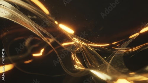 Glowing golden abstract fluid light effect