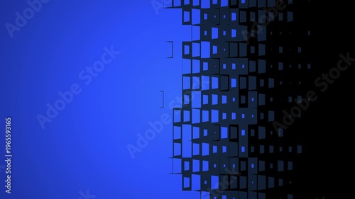 Blue Gradient Background with Dissolving Squares Pattern in Dark Tones