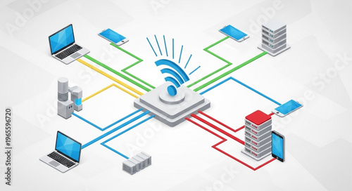 Network Topology - Connecting Devices Through a Central Hub.