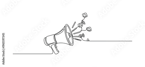 Digital Marketing Strategy Idea. Minimalistic one-line drawing magnifying glass combined with upward trending graph line, continuous single black line on white