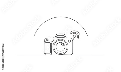 Online Influence Symbol. Minimalistic one-line drawing smartphone centered with heart and comment icons balanced around, continuous single black line on white