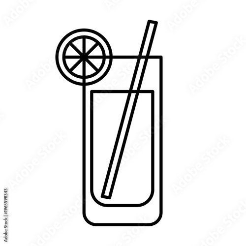 soft drink with straw and citrus outline icon