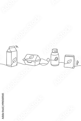 Eco-Smart Packaging Design. Eco-smart packaging. Minimalistic one-line drawing biodegradable packaging with