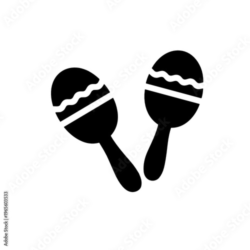 Black maracas icon representing rhythm, dance, Latin music, festive percussion, party atmosphere, and energetic cultural entertainment design.