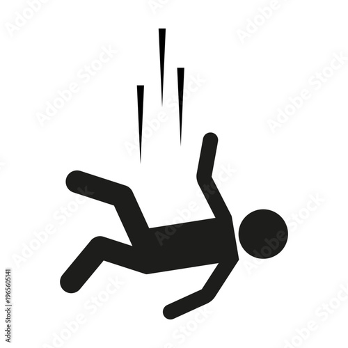 High fall icon. Fast drop symbol. Gravity speed Vector. Human crash sign.