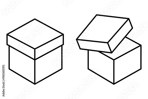 Cardboard box set. Shipping container Vector. Package delivery icon. Storage object symbol. Manual vector only. No autotrace used.