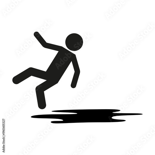 Puddle slip icon. Oil spill symbol. Liquid hazard Vector. Wet ground sign