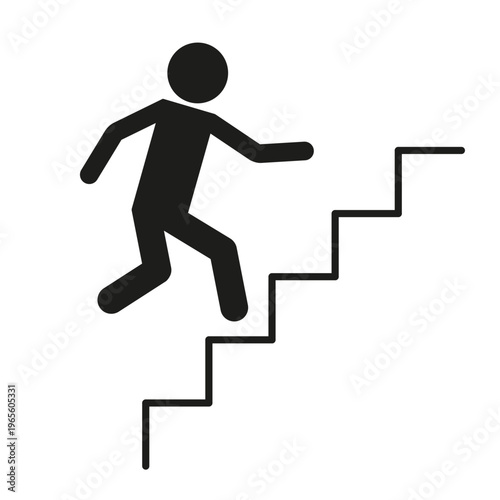 Man walking upstairs. Career growth Vector. Person climbing steps. Success progress symbol.