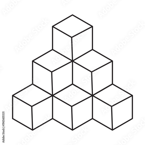 Cube stack set. Geometric blocks Vector. Isometric shape group. Logic logic structure. Manual vector only. No autotrace used.